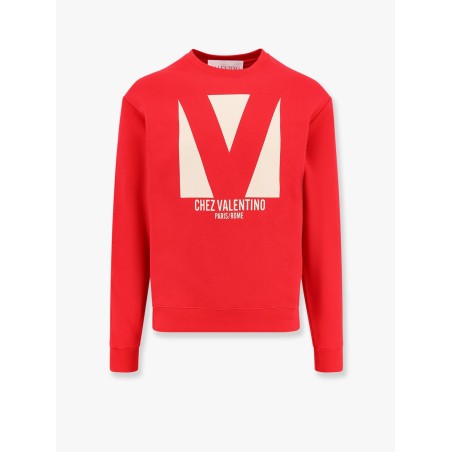Cotton sweatshirt with frontal chez valentino print