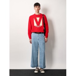 Cotton sweatshirt with frontal chez valentino print