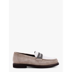 Suede and leather loafer with monili detail
