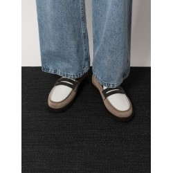 Suede and leather loafer with monili detail