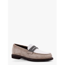 Suede and leather loafer with monili detail