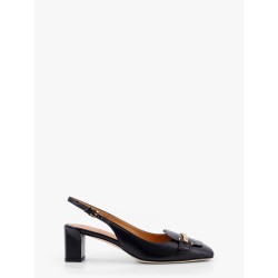 Leather slingback with metal detail
