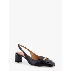 Leather slingback with metal detail