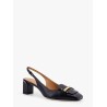 Leather slingback with metal detail
