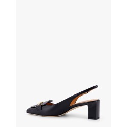 Leather slingback with metal detail