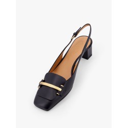 Leather slingback with metal detail