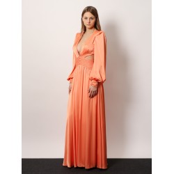 Satin sunset long dress with cut-out details