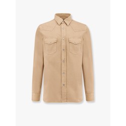 Cotton shirt with pockets and stitching