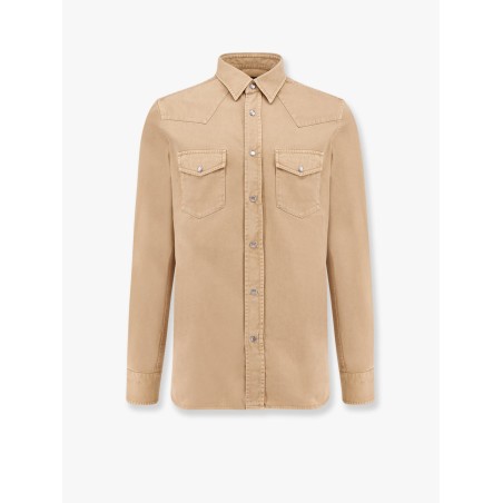 Cotton shirt with pockets and stitching