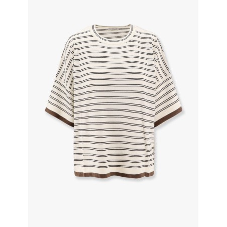 Wool and cashmere sweater with striped motif