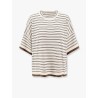Wool and cashmere sweater with striped motif