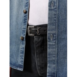 Leather belt with Monogram