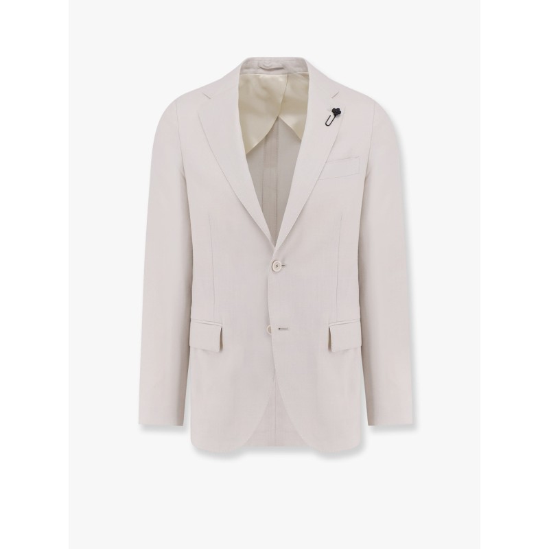 Iconic single-breasted virgin wool, silk and linen blazer