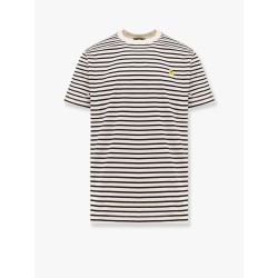 Striped cotton t-shirt with logo embroidery