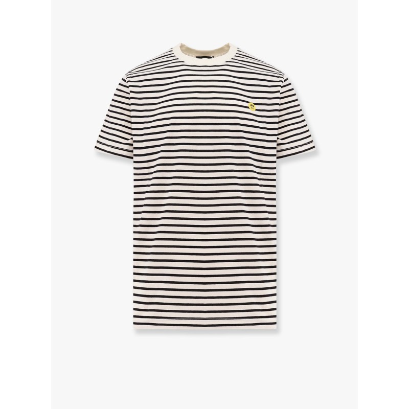 Striped cotton t-shirt with logo embroidery