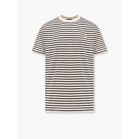 Striped cotton t-shirt with logo embroidery