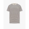 Striped cotton t-shirt with logo embroidery