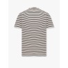 Striped cotton t-shirt with logo embroidery