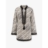 Silk and cotton tunic with pixelated logo print