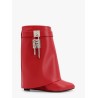 Shark lock leather ankle boots with covered wedge heels