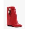 Shark lock leather ankle boots with covered wedge heels