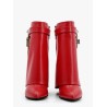 Shark lock leather ankle boots with covered wedge heels