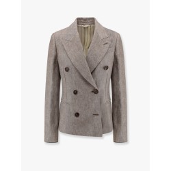 Double-breasted hemp and linen blazer