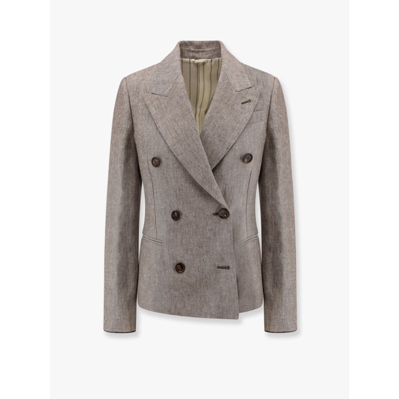 Double-breasted hemp and linen blazer