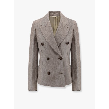 Double-breasted hemp and linen blazer