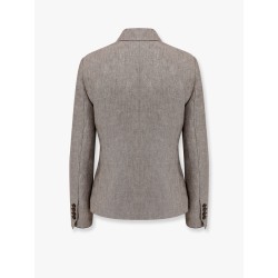 Double-breasted hemp and linen blazer