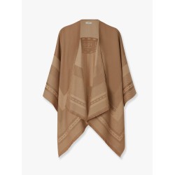 Wool and cashmere poncho with jacquard manufacturing