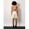 Top and culotte striped  cotton blend set