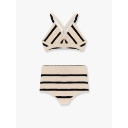 Top and culotte striped  cotton blend set