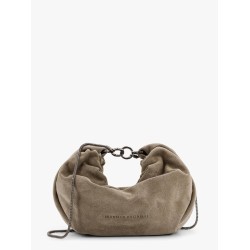 Brioche hobo bag in suede with precious chain
