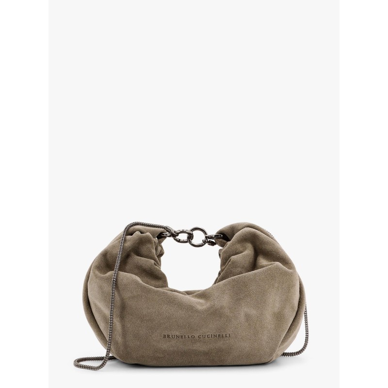Brioche hobo bag in suede with precious chain