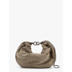 Brioche hobo bag in suede with precious chain