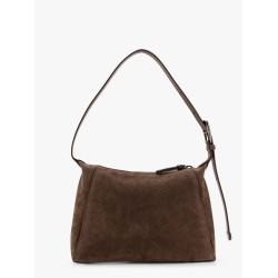 Suede and leather shoulder bag with monili detail