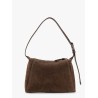 Suede and leather shoulder bag with monili detail