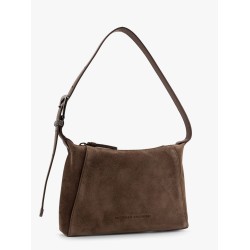 Suede and leather shoulder bag with monili detail