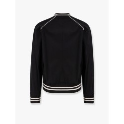 Shiny cotton bomber with laneus embroidery