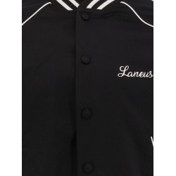 Shiny cotton bomber with laneus embroidery
