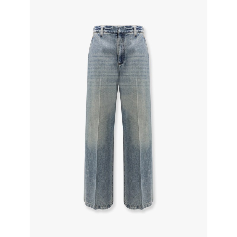 Stone-washed flared jeans