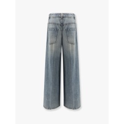 Stone-washed flared jeans