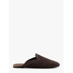 Rafia and leather sabot with iconic monili detail