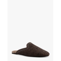 Rafia and leather sabot with iconic monili detail