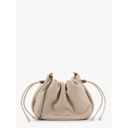 Mellow mini bucket bag in soft leather with precious chain