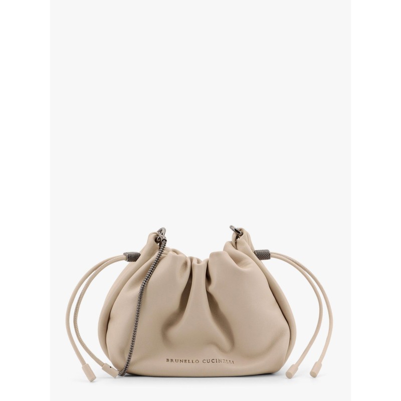 Mellow mini bucket bag in soft leather with precious chain