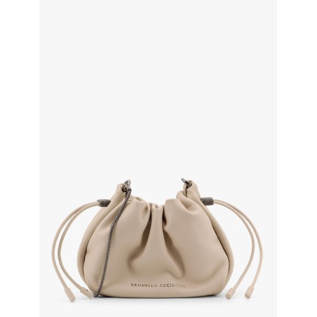 Mellow mini bucket bag in soft leather with precious chain