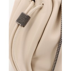 Mellow mini bucket bag in soft leather with precious chain