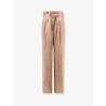 Damasked linen and viscose trouser with belt